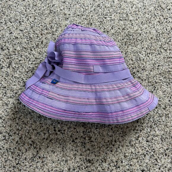 Sunday Afternoons Girls Sun Hat Purple Pink Stripe Youth Adjustable Outdoor - Picture 1 of 4
